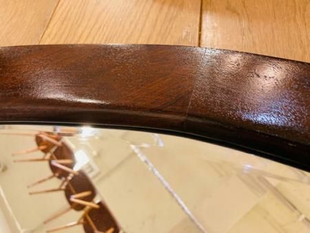 ドイツ家具アンティーク　マホガニー木製壁掛け鏡 大型105×65cm マホガニー材のオーバル型ウォールミラー 80735 | アンティークフレックス